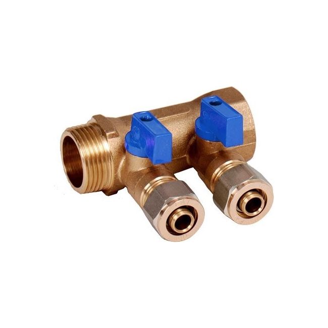 Idmar Group 1" x 2 x 16 PEX rozdeľovač s ventilmi studenej vody