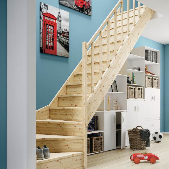 Drevené schody s úpravou EQD 080RC, pravé