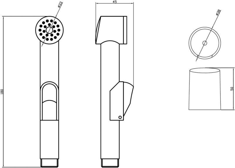 Jambu 1-funkčná chrómová bidetová sprchová hlavica