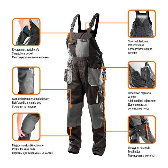 Pracovné nohavice s náprsenkou NEO XL/56