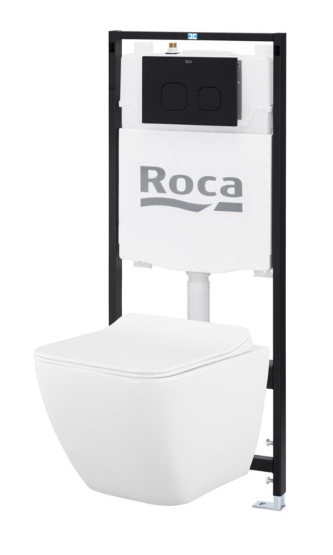Rám podomietkového WC Roca Active One, čierne tlačidlo
