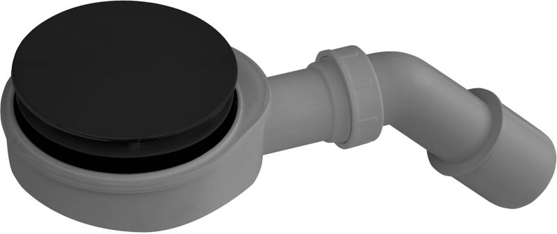 Nízky sprchový sifón, priemer 90 mm, čierny