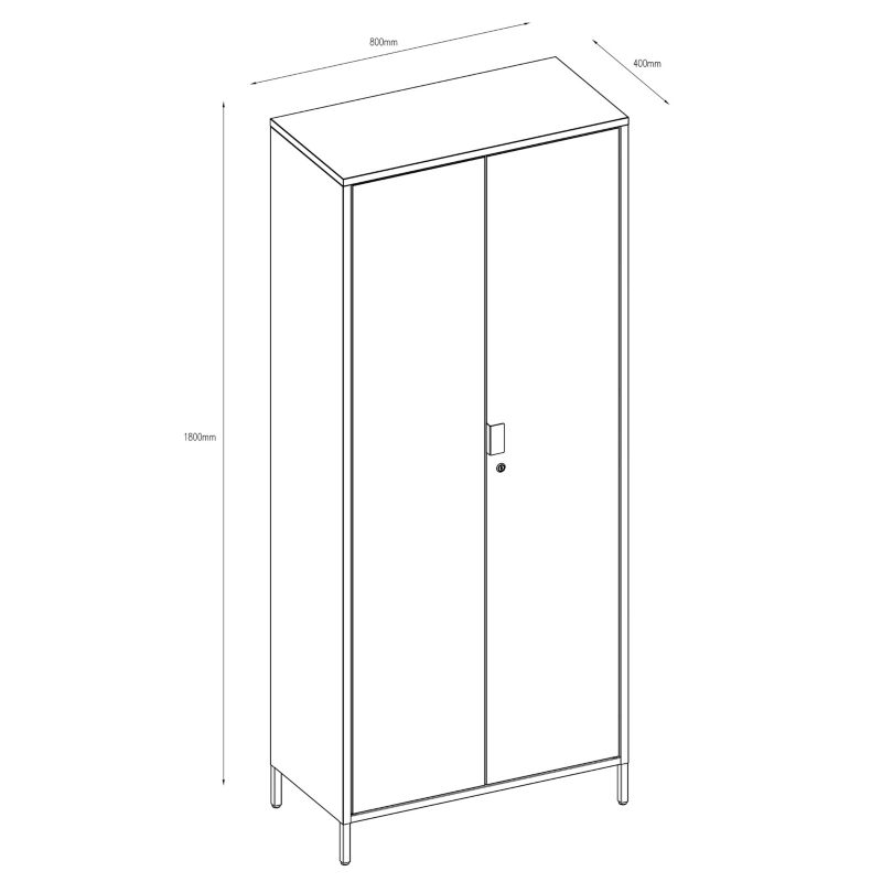 Kovová šatníková skriňa  Rand 180 x 80 x 40 cm, matná čierna