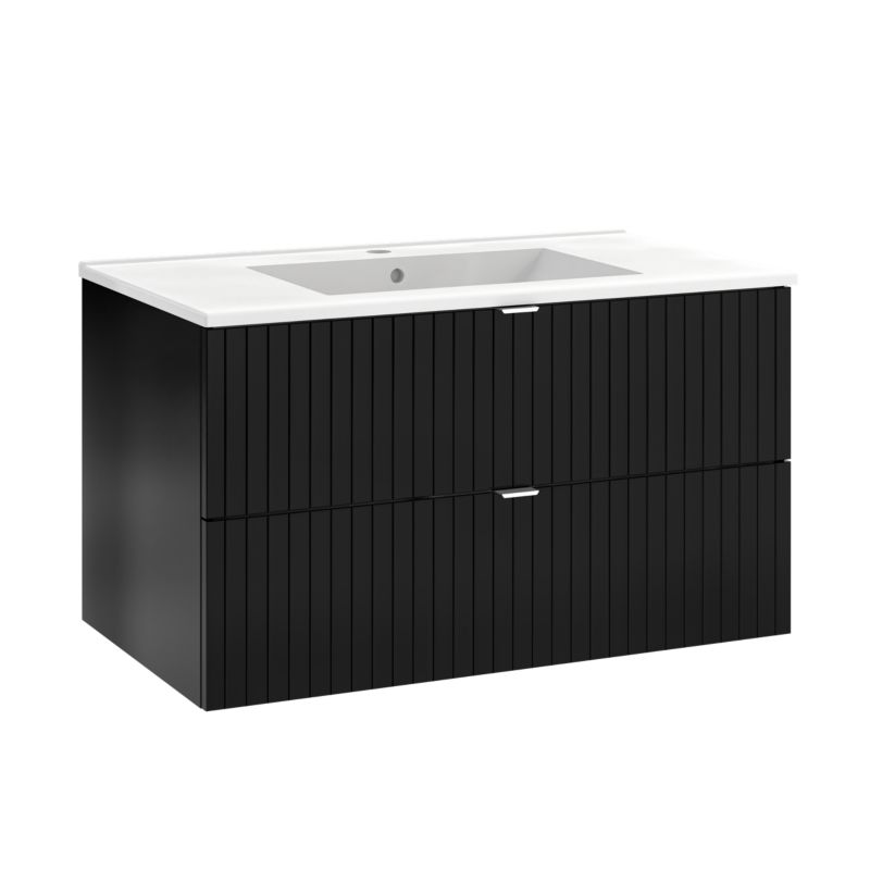 Mirano Listrado závesná skrinka pod umývadlo, 80 cm, čierna