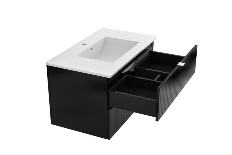 Mirano Listrado závesná skrinka pod umývadlo, 80 cm, čierna