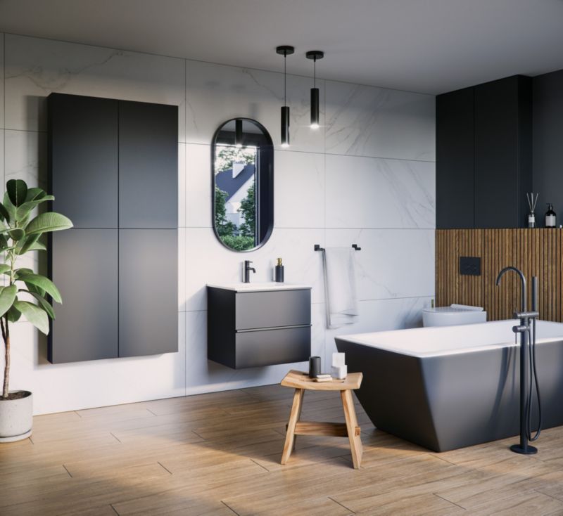 Skrinka pod umývadlo Roca Style, 60 cm, čierna matná