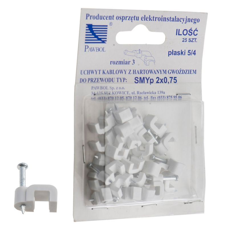Elgotech plastové držiaky káblov 2 x 0,75 mm 25 ks.