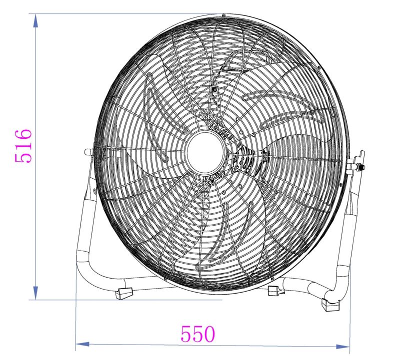 Podlahový ventilátor 45 cm, chróm