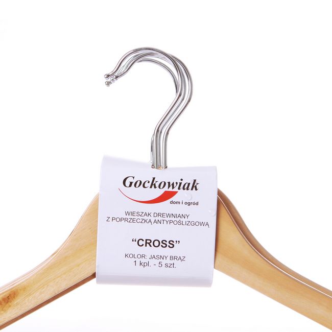 Krížový drevený vešiak, svetlohnedý, 5 ks.