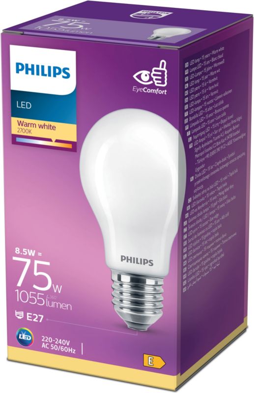 Sklenená LED žiarovka Philips A60 E27 1055 lm 2700 K
