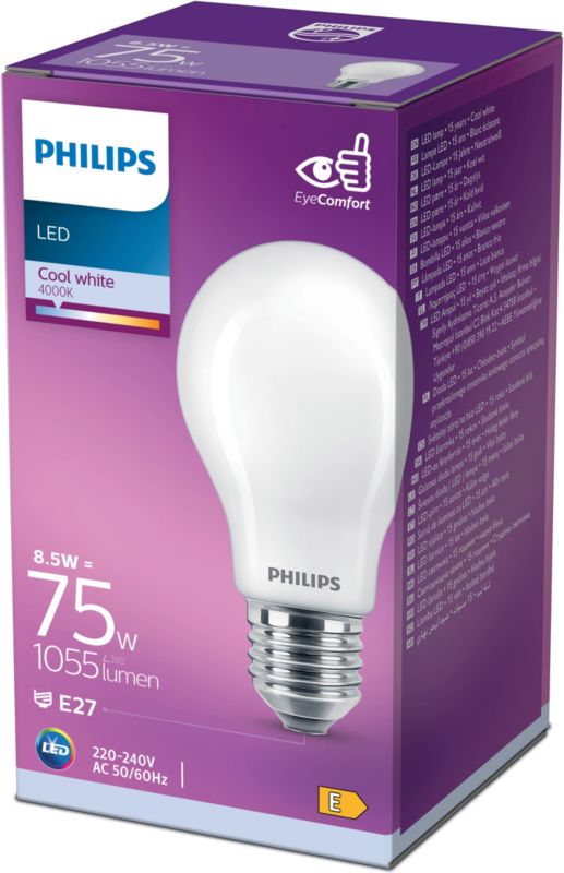 Sklenená LED žiarovka Philips A60 E27 1055 lm 4000 K