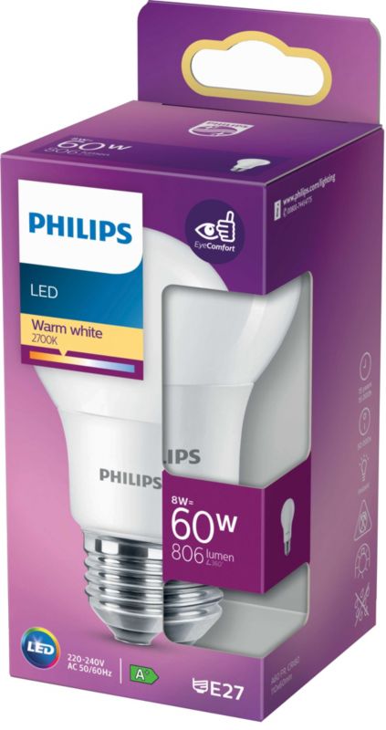 Philips A60 E27 LED žiarovka 806 lm 2700 K