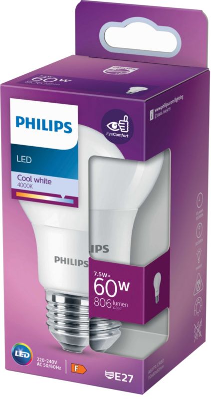 Philips A60 E27 LED žiarovka 806 lm 4000 K