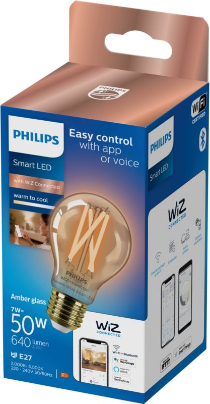 Philips A60 E27 Smart LED žiarovka 2000/5000 K jantárová