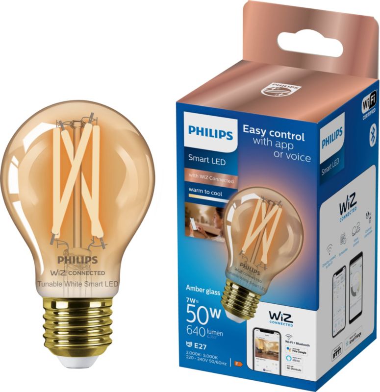 Philips A60 E27 Smart LED žiarovka 2000/5000 K jantárová