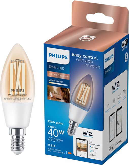 Inteligentná LED žiarovka Philips C35 E14 2700/6500 K