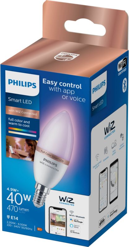 Inteligentná LED žiarovka Philips SMD C37 E14 RGB