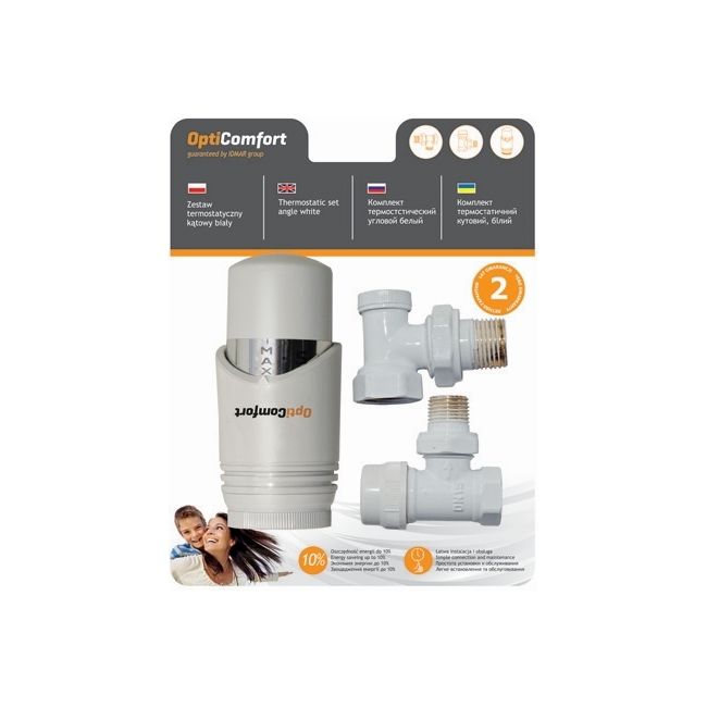 Idmar biely rohový termostatický set