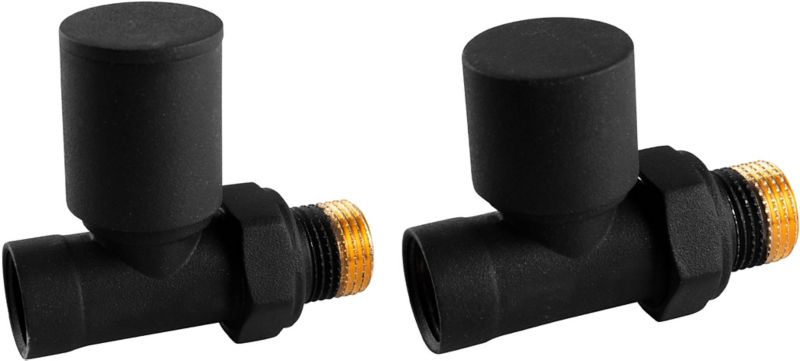 Sada rovných čiernych radiátorových ventilov